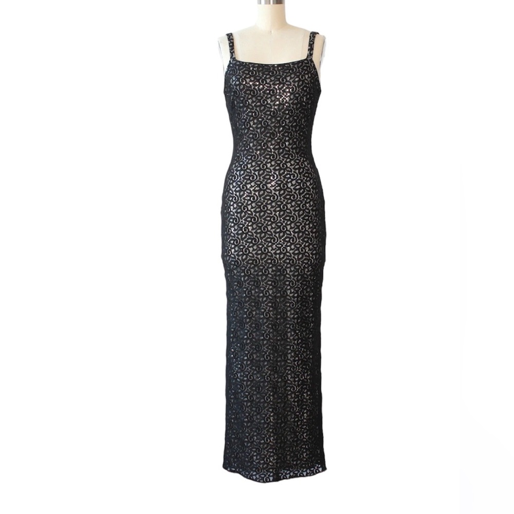 Jessica McClintock Gunne Sax Lace Sequin Maxi Dress - Picture 4 of 17